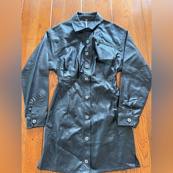 NWOT FREE PEOPLE X REVOLVE Amber Faux Leather Mini Dress - Picture 6 of 11